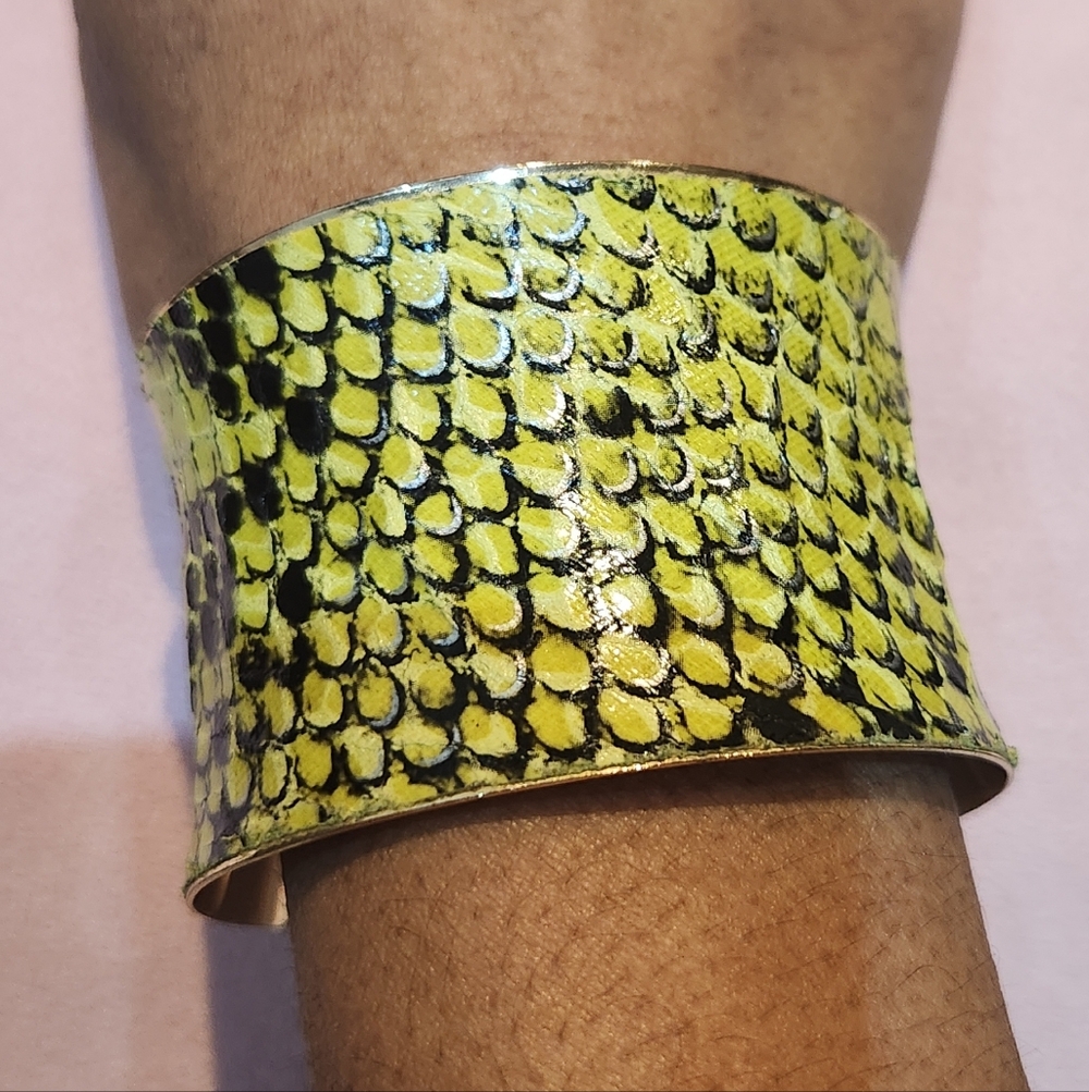 Vibrant Snake Print Cuff Bracelet